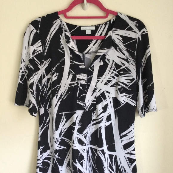 New York & Co Dress Black and White Print Short Sleeve Size Small - Picture 2 of 5